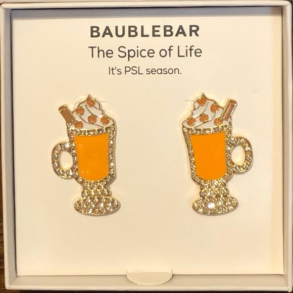 NIB-BaubleBar-Pumpkin🎃Spice Latte🥤Gold Plated-Post Back-Hypoallergenic Earrings - Picture 2 of 7